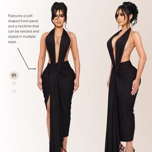 Elegant Black Backless Halter Dress